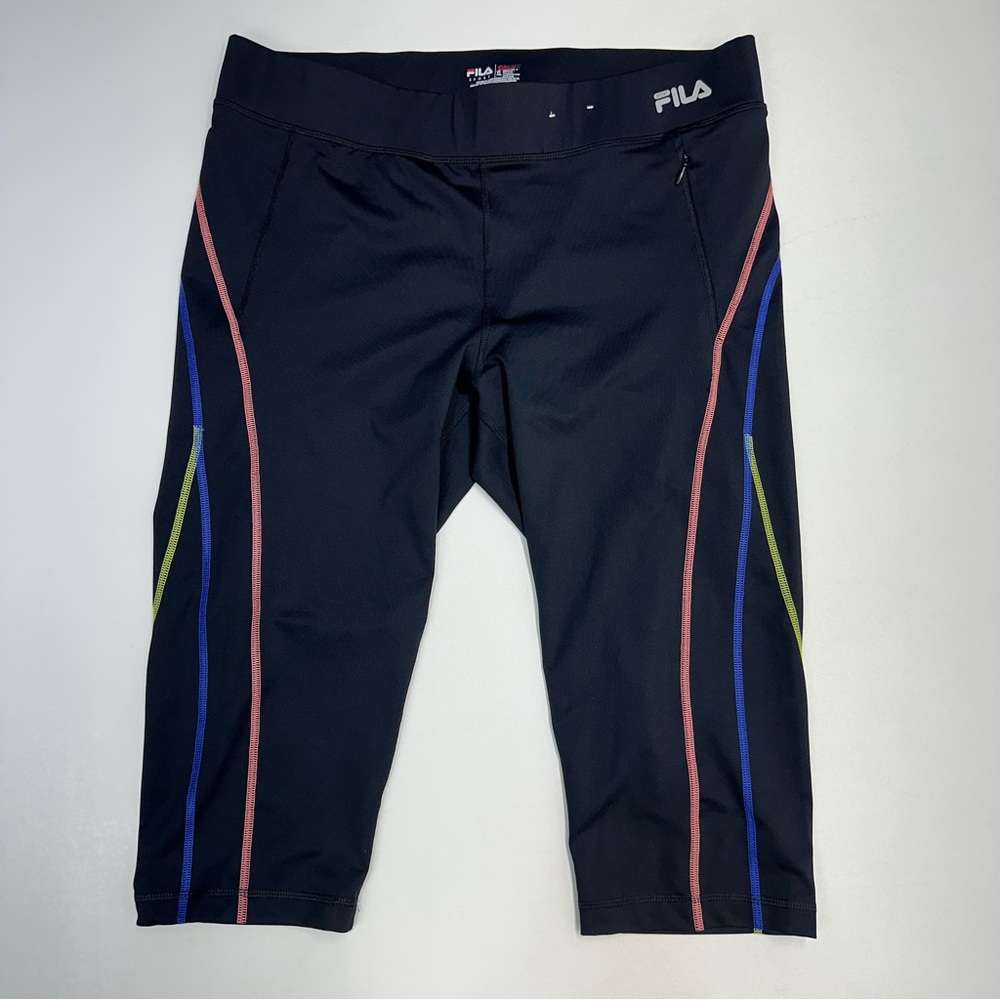 Fila Sport Verve Cropped Workout Pants Womens Size XL Zipper Pocket